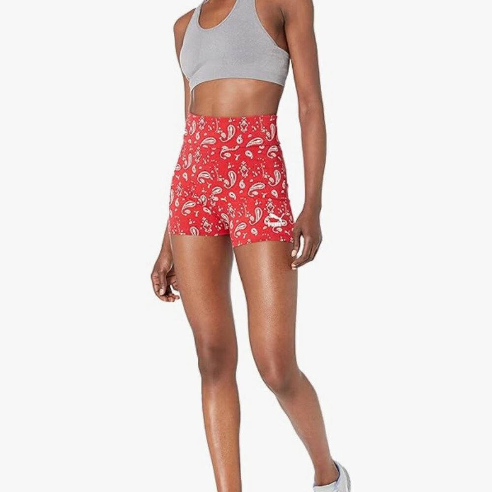 Puma red bandana biker shorts, Size L